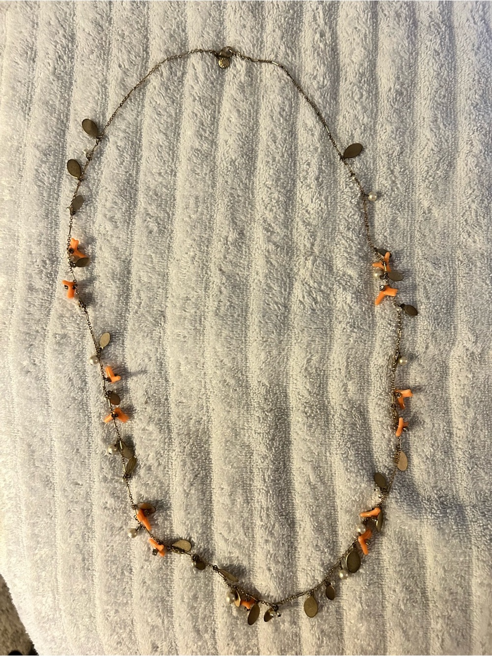 J. Crew Gold-Tone Necklace with Orange Bead Accents